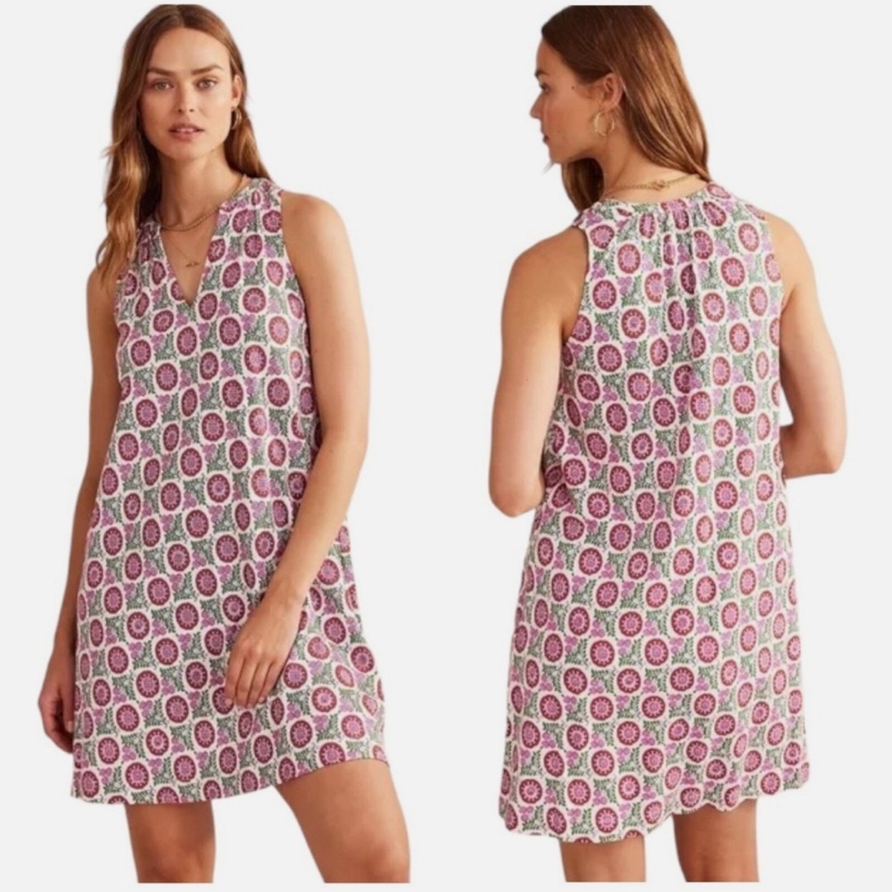 Boden Gin Fizz Sunflower Sprig Notch-Neck Jersey Dress Size 4